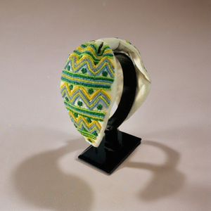 Handmade <b>Beaded</b> Zigzag Pattern Style Comfortable Soft <b>Headband</b> Colorful Embroidered Fabric Hair Accessory Casual Wear Parties - Product Image 1