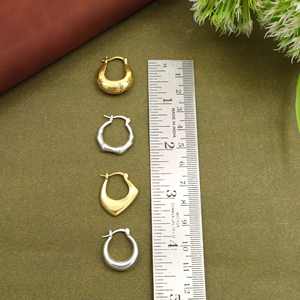 Juego de Aretes de Aro Gruesos en Tono Dorado y Plateado, Estilo Huggie Minimalista Moderno, Joyería de Moda para Mujer - Product Image 2