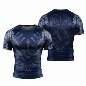 เสื้อรัดรูปคุณภาพสูง ขายดี 100% แขนสั้น สำหรับ MMA BJJ เล่นเซิร์ฟ ออกกำลังกาย ป้องกันรังสียูวี เสื้อคาราเต้ ผู้ชาย - Product Image 3