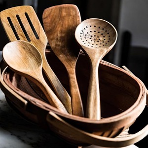 Ensemble d'ustensiles à salade en bois de haute qualité avec cuillères et spatules, écologiques, ustensiles de cuisine manuels - Product Image 5
