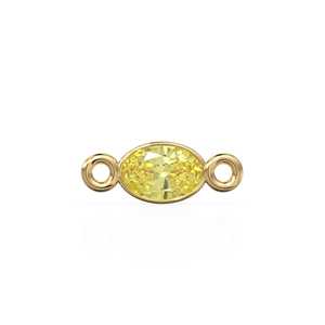 Conector espaciador de cuarzo limón en oro macizo de 18k / Componente para pulsera hecho a mano / Componentes de oro para collar / Gema amarilla 4x6MM Marzo - Product Image 1