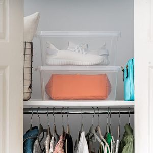 Set di 4 Contenitori Trasparenti da 15 Quarti con Coperchi, Scatole Impilabili per Scarpe e Organizzatori per Armadi, Scaffali e Aule - Product Image 2