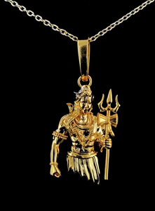 Pendentif Divin Mahadev Shiva avec Trishul et Damru en finition or de qualité supérieure – Bijoux spirituels hindous raffinés - Product Image 3