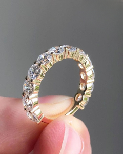 Diamant de laboratoire taille brillant rond 1 carat clarté VS1 couleur F, bijou de fiançailles, demi-alliance éternité en or jaune 10k - Product Image 4