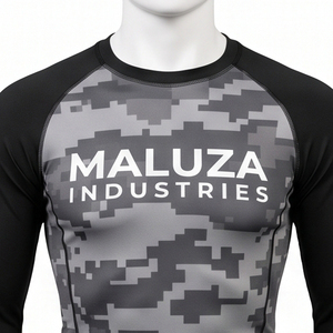 Commande en gros de Rash Guards BJJ à manches longues en Polyester Spandex, durables, avec coutures plates, pour la lutte et le combat, maillot de compression - Product Image 3
