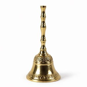 Campana de Mano de Latón Hecha a Mano, 11.5 x 5 cm, Diseño en Relieve |   Ghanti Tradicional para Pooja y Aarti con Sonido Claro y Resonante - Product Image 1