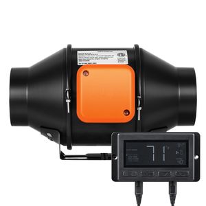 Ventilador de conducto en línea de 4 pulgadas con motor EC silencioso de 205 CFM, controlador de temperatura y humedad, y ventilador de escape con refuerzo de refrigeración - Product Image 2