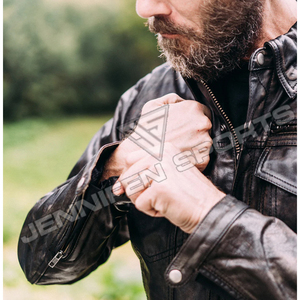 Veste en cuir de vachette véritable personnalisée, couleur contrastée, style vintage, pour homme, veste de motard et streetwear, grande taille - Product Image 5