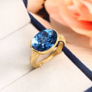 Anillo de Turmalina Paraiba Hecho a Mano en Plata de Ley 925 con Baño de Oro de 14K, Corte Ovalado, Joyería de Compromiso, Regalo - Product Image 6