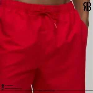 RUBABULL <b>Men's</b> Red Solid Color <b>Quick</b> <b>Dry</b> Casual <b>Shorts</b> Mid Waist Drawstring Casual Swim Trunks Polyester <b>Short</b> <b>Shorts</b> For <b>Men</b> - Product Image 4