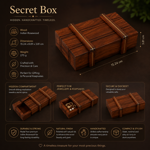 Handcrafted Wooden Secret Storage <b>Box</b> | Hidden Compartment Puzzle Jewelry Cash Keepsake Organizer | Premium Decorative Gift <b>Box</b> - Product Image 5