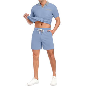 Conjunto deportivo de dos piezas para hombre, chándal corto de verano, camiseta ligera y pantalones cortos, conjunto de dos piezas de secado rápido, traje deportivo para correr. - Product Image 6