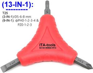 Tournevis multifonction 3-en-1 Torx, Hex, Slotted, Pozidriv, Phillips avec embout antidérapant, magnétique et forme triangulaire - Product Image 3