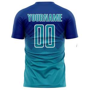 Camiseta de Fútbol Personalizada Azul Turquesa, Uniforme de Equipo, Camiseta Deportiva de Manga Corta con Nombre y Número - Product Image 3