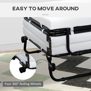 Letto Pieghevole Portatile Bianco con Ruote, Versatile Pouf Letto per Camera da Letto e Ufficio, Letto per Ospiti - Product Image 6
