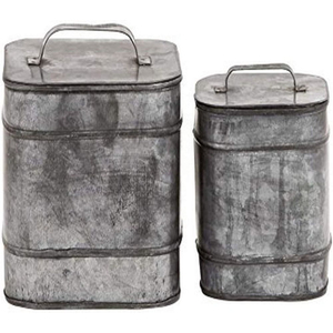 Boîte de conservation alimentaire en métal de forme personnalisée, finition galvanisée, pour la cuisine, ensemble de 2 boîtes à sucre, café et thé - Product Image 1