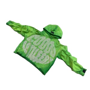 Sweat à capuche en coton avec strass Streetwear Poids lourd pour hommes Fabricant de cordes Sweat à capuche personnalisé avec impression numérique avec strass pour hommes - Product Image 1