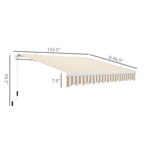 Toldo Retráctil Resistente de 13x8 Pies con Rayas Beige, Cobertura Ajustable para Patio y Brazos Plegables para Toldos de Balcón - Product Image 3