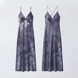 New <b>Top</b> Trending Spaghetti Strap Maxi <b>Dress</b> Heat Transfer Printing Cross Back Solid Color 100% Polyester Straight Hem for Women - Product Image 1