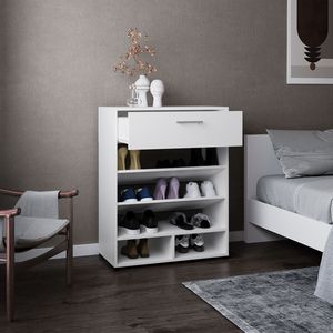 Scarpiera a 3 livelli Alpine con 1 cassetto e 5 ripiani, mobiletto bianco per riporre le scarpe - Product Image 2