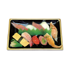 ถาดซูชิพลาสติก PP รูปทรงสี่เหลี่ยม ยี่ห้อ DAIMYO เกรดสำหรับอาหาร บรรจุภัณฑ์อาหารแบบนำกลับบ้าน ผลิตในเวียดนาม - Product Image 1