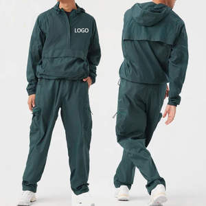 Conjunto Deportivo Impermeable para Hombre, con Capucha, 100% Poliéster, Diseño Personalizado, Resistente al Viento, Patrón Sólido, Ropa Deportiva - Product Image 6