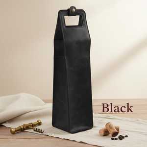 Sac fourre-tout élégant en cuir véritable de qualité supérieure avec porte-bouteille à bouton, robuste, tendance, imperméable et durable, pour une bouteille unique, idéal pour les affaires - Product Image 3
