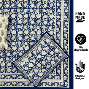 Sábana de Lujo de Algodón Puro Tamaño King, Estampado Floral a Mano de Jaipur, Suave, Agradable para la Piel, Lavable a Máquina, Duradera, para Uso Hospitalario - Product Image 2