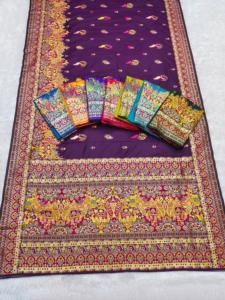Sari Tradicional Indio con Bordado Paithani en Seda Pashmina para Bodas y Eventos Festivos, Ropa Elegante para Mujer - Product Image 6