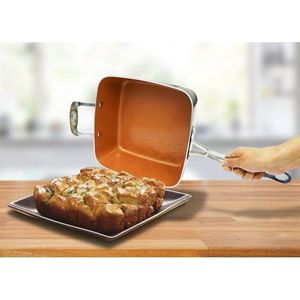 Set di pentole per pentole da Chef 6 Qt in rame antiaderente XL 6 quarti quadrato in casseruola per friggere cestello a vapore lavabile in lavastoviglie-4 - Product Image 5