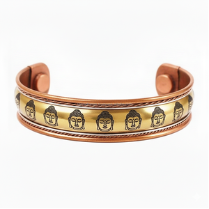 Brazalete de Cobre Puro con Grabado de Buda Hecho a Mano, Imanes Terapéuticos Potentes, Brazalete Energético Ajustable, Exportación Directa - Product Image 4