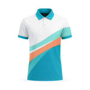 Polo pour homme à manches courtes de haute qualité, 100% polyester, tissu respirant anti-plis, 180g, impression numérique de logo personnalisé - Product Image 2