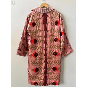 Bata Larga Elegante de Terciopelo de Algodón de Primera Calidad, Estilo Suzani, Kimono Uzbeko Bordado, Chaqueta Bohemia, Regalo para Ella - Product Image 5