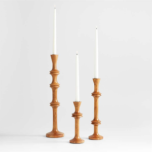 Wooden Tapered <b>Candle</b> Stands <b>Set</b> Of 6 In Various Colors For Home Decoration Handmade Vintage Style <b>Candle</b> Holders - Product Image 2