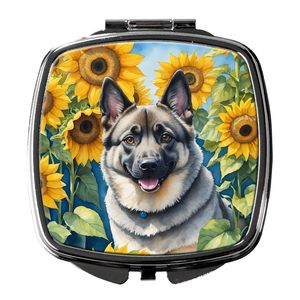 Norwegian Elkhound girasoles compacto plegable espejo de maquillaje de mano portátil de viaje espejo decorativo regalo para mujeres y niñas - Product Image 1