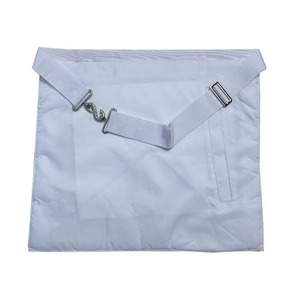 Delantal de masón de primera calidad, bordado a mano en plata, con diseño étnico, tela de terciopelo, bordes de cinta de moiré blanca y logotipo personalizado. - Product Image 6