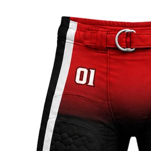 Red & Black American Football <b>Compression</b> Shorts with Impact Protection Pads for Adult Football Training and Competitive Play - Product Image 3
