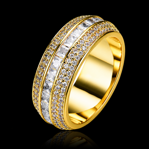 Anillo de Moissanita Redonda y Princesa con Engaste Pavé y Canal, Chapado en Oro de 14K, Unisex, Regalo de Aniversario, ¡Venta Caliente! - Product Image 5