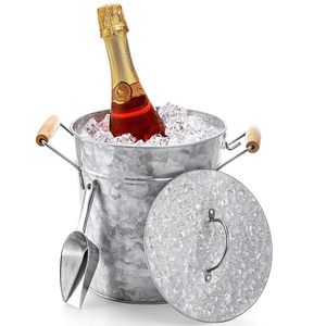 Cubo de Hielo Vintage con Tapa, Cubo de Hielo Metálico Clásico para Fiestas, Bares y Decoración del Hogar - Product Image 4