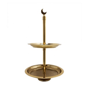 ชั้นวางเค้กขนาดเล็ก2ชั้นแบบทันสมัยที่เหล็กและไม้เคลือบด้วยผงสีดำด้านและวอลนัทหลากสีถาดเสิร์ฟขนาดใหญ่ - Product Image 6