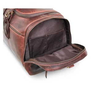 กระเป๋าหนังแท้สไตล์วินเทจ กระเป๋าเดินทางสำหรับวันหยุดสุดสัปดาห์ สำหรับผู้ชายและผู้หญิง ความจุขนาดใหญ่ พกพาสะดวก มีช่องใส่รองเท้า - Product Image 6