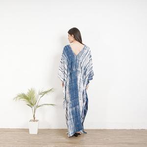 Womens Blue Printed <b>Kaftan</b> Maxi Dress Loose Fit Boho Beach Cover Up <b>Long</b> Lounge Dress - Product Image 6