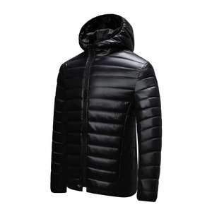 Blouson matelassé personnalisé pour homme en coton brillant, avec empiècements sur le devant, coupe-vent, respirant, col montant, idéal pour l'automne, OEM - Product Image 2