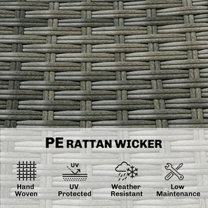 Set Bar da Esterno in Legno di Acacia a 5 Pezzi con Ripiani a 3 Livelli e Cuscini Grigi per Intrattenimento all'Aperto - Product Image 6