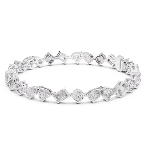Bracelet tennis tendance en diamants de laboratoire à taille mixte, plaqué or blanc 18 carats et rhodium, idéal pour cadeaux de luxe, fêtes, mariages, usage quotidien et bureau - Product Image 1