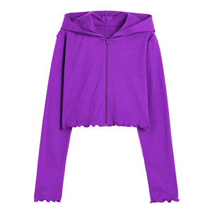 Sudadera con capucha corta y cremallera, de tejido grueso, venta directa de fábrica, ropa premium para mujer, hombros caídos - Product Image 1