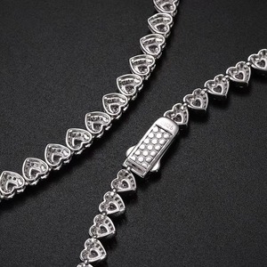 สร้อยคอเทนนิสแบบ Iced Heart Bling พร้อมจี้และเครื่องประดับเงินแท้ 925 ประดับเพชร VVS มอยส์ซาไนต์ สไตล์สตรีทแวร์ - Product Image 1