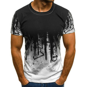 Camiseta de Manga Corta con Cuello en V para Hombre, Negra y Blanca, Ajustada, Transpirable, 100% Poliéster, Tejido de Malla, para Todas las Temporadas - Product Image 1