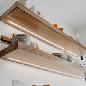 Handcrafted <b>Walnut</b> Wood <b>Shelf</b> with Integrated Lighting - Wholesale - Product Image 2