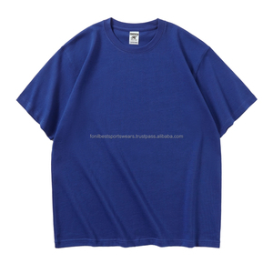 T-shirt pour homme en jersey de coton bleu royal respirant et écologique 300g, manches courtes, col rond, coupe classique avec motif, vêtement décontracté - Product Image 1